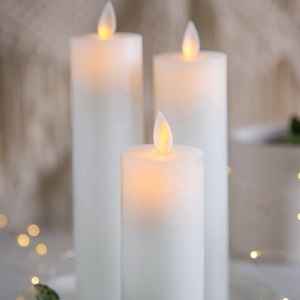Flamme mobile D5 pilier plat blanc paraffine minuterie à piles à la maison décoration de mariage a mené la cire de bougie - Product Image 3