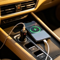 Chargeur de voiture USB compact double port haute efficacité pour téléphone – Recharge rapide pour intérieur de voiture