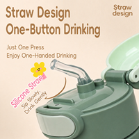 Bouteille d'eau en plastique de qualité alimentaire de 580 ml avec couvercle anti-éclaboussures à ouverture rapide, paille en silicone, conception anti-fuite et facile à nettoyer pour enfants