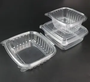 Contenedor para llevar Caja de alimentos Contenedores de alimentos de plástico con tapas Tapa con bisagras de 16Oz Contenedor de alimentos apilable para mascotas