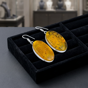 Boucles d'oreilles en ambre de la Baltique, plaquées argent sterling 925, bijoux faits à la main en ambre de la Baltique - Product Image 3