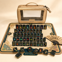 Ensemble de Mahjong Américain Élégant pour le Divertissement à Domicile, 160 Tuiles Noires en Acrylique à 3 Couches avec Veines Dorées, Cadeau d'Inspiration Orientale