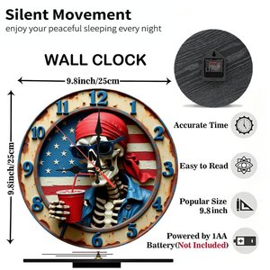 Round Wooden Wall <b>Clock</b> 25x25Cm Silent Non Ticking Home Bedroom Office Decor <b>Clock</b> - Product Image 2