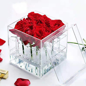 Factory Sale Flower Packaging Cover Box Clear Acrylic Flower Box