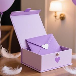 Emballage Premium Personnalisable Écologique Biodégradable Boîte en Carton Rigide de Luxe avec Fermeture Magnétique pour Enveloppe de Mariage - Product Image 1