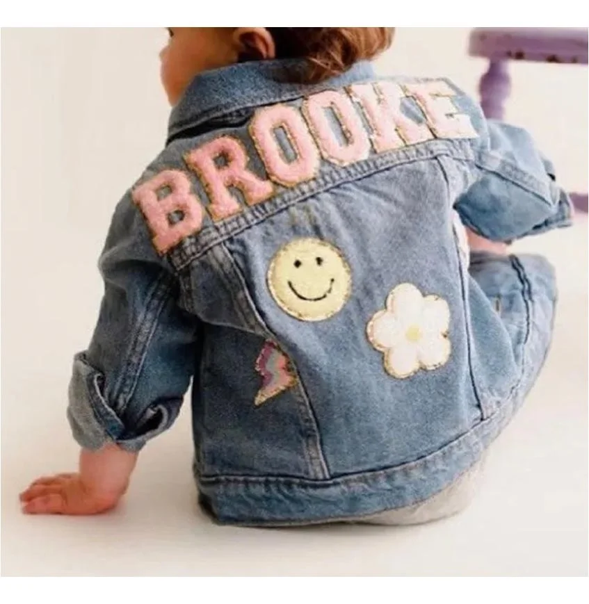 Personalised Custom Patch Children Jean Match Wedding Boys And Girls Patch Kids Denim Jacket