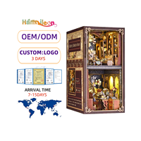 Hamaileon DIY Collection Papillon : Modèle de maison de poupée miniature à insérer dans une bibliothèque, puzzle 3D en bois, serre-livres avec lumières LED