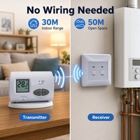Thermostat intelligent sans fil RF C3RF pour système de chauffage à chaudière à gaz, thermostat d'ambiance avec relais à contact sec 8A