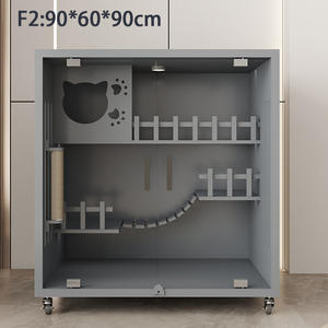 กรงเลี้ยงแมวสองชั้นทำจากไม้เนื้อแข็งหรูหราพร้อมปุ่มปิดดีไซน์ทนทาน - Product Image 3