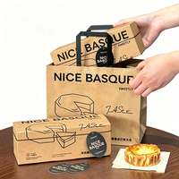 Boîte à gâteau basque en papier kraft |   Boîte d'emballage pliable à 3 compartiments pour desserts, idéale pour les pâtisseries à emporter et les cadeaux