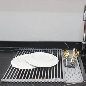 Escurridor de platos de acero inoxidable 304, estante plegable sobre el fregadero, escurridor de platos - Product Image 6