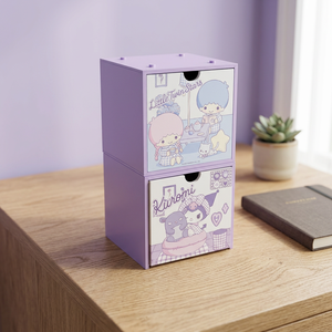 Custom Cartoon Printed Plastic Stackable Foldable Desktop Organizer Single <b>Drawer</b> <b>Storage</b> <b>Box</b> Sliding Lid Desk Organizer Home - Product Image 2