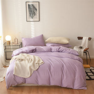 Nouvelle conception, housse de <span class=keywords><strong>couette</strong></span> en gaze imprimée 100% coton, 200TC, style américain, ensemble de literie 4 pièces, taille king, volants, anti-acariens - Product Image 4