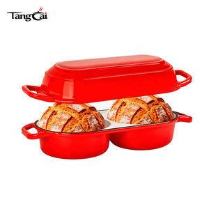Marmite à pain double ronde <span class=keywords><strong>en</strong></span> <span class=keywords><strong>fonte</strong></span> <span class=keywords><strong>émaillée</strong></span> la plus vendue avec couvercle, 16 cm de diamètre, mini <span class=keywords><strong>cocotte</strong></span> hollandaise pour la cuisson du pain au levain - Product Image 4