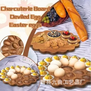 Bandeja de madera redonda para huevos con nueve compartimentos, estante de almacenamiento para mantener la frescura, ideal para fiestas - Product Image 1