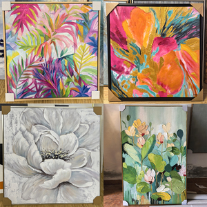 Moderno pintado a mano colorido flor pared arte <span class=keywords><strong>pintura</strong></span> <span class=keywords><strong>al</strong></span> óleo sobre lienzo para el hogar Oficina o restaurante decoración <span class=keywords><strong>flores</strong></span> abstractas - Product Image 3