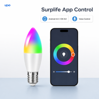 Lampadina Smart a Forma di Candela C35 5W 800lm E26, App Surplife WiFi 2.4G per Controllo Vocale, 200-240V, Luce LED Decorativa