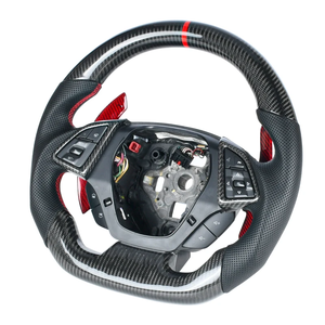 Volant en fibre de carbone personnalisé avec revêtement en cuir noir pour <span class=keywords><strong>Chevrolet</strong></span> <span class=keywords><strong>Corvette</strong></span> <span class=keywords><strong>C7</strong></span> Camaro 2012 <span class=keywords><strong>2014</strong></span> 2015 2016 2017 - Product Image 3