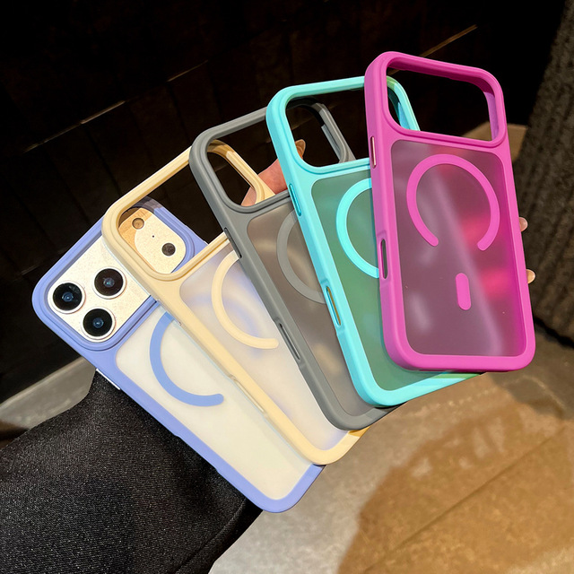 JUNBO Colorful Matte Skin Feel Frosted Translucent TPU PC Hybrid Magnetic Shockproof Case for IPhone18 Pro Max Bumper Cover