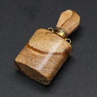 Bouteille de parfum en fluorite cristalline en gros, très vendue, pour huiles essentielles, pendentif bijou