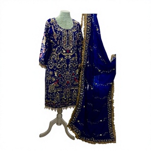 FATEMA FASHION Salwar Kameez Tradicional Indio de Seda Satinada Pesada, de Secado Rápido, para Todas las Estaciones, Verde, Bordado, Corte Regular, para Mujer - Product Image 1