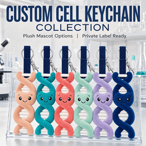 Jouet en peluche personnalisé OEM ODM, animal en peluche, porte-clés, mascotte, cadeau promotionnel générique pour événements de recherche scientifique sur les cellules humaines et soins - Product Image 2