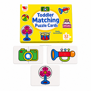 32 cartes flash de puzzle assorties pour enfants, jouets éducatifs précoces pour tout-petits, cartes de jeu pour l'apprentissage et la reconnaissance du vocabulaire quotidien - Product Image 1