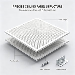 Panneau de plafond perforé en aluminium découpé au laser, revêtement décoratif de plafond suspendu pour grands espaces intérieurs - Product Image 4
