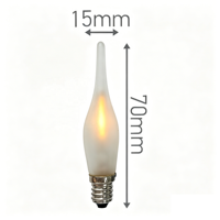 Ampoule LED à filament E10 C15 GS1, effet flamme de bougie, 230V 0.5W, boîtier givré, pour la décoration de lustres en cristal.