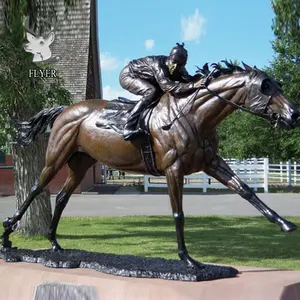 Estatua de bronce antiguo para decoración al aire libre, escultura de caballo de carreras, grande, a la venta