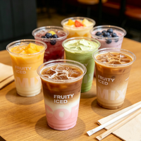 Gobelets en plastique transparent jetables avec logo personnalisé 500 ml 700 ml Matériel PET Paroi simple Bubble Tea Jus Café Lait Emballage