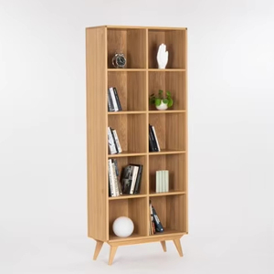 ชั้นวางหนังสือไม้ทันสมัยแบบปรับแต่งได้ชั้นวางของอิสระตู้หนังสือแบบเปิดสีไม้โอ๊คที่ทันสมัย - Product Image 1