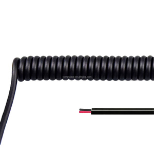 Black 2 Cores 3A 2x0.12mm Spiral Power Cable Max Stretch 500mm Retractable Coiled Spring <b>Wire</b> Industrial for Electronic - Product Image 1