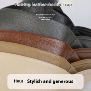 Nouvelle Arrivée Automne Hiver Femme Chapeau Plat en Cuir PU Tendance Mode Décontracté Couleur Unie Casquette de Baseball Pliable - Product Image 4