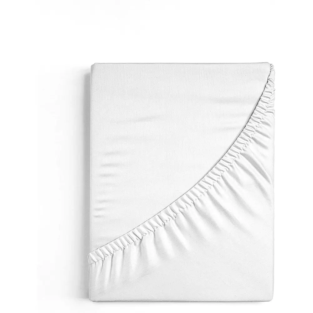 Sábana ajustable teñida lisa de hotel blanca de 100% algodón de alta calidad, sábana blanca de hotel transpirable y cómoda personalizada
