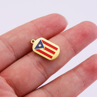 Accessoires de bijouterie, accessoires pour la fabrication de bijoux, métal, acier inoxydable, pendentif en forme de drapeau de Porto Rico émaillé