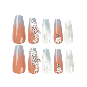 Profesional largo <span class=keywords><strong>Ballet</strong></span> manicura <span class=keywords><strong>puntas</strong></span> <span class=keywords><strong>de</strong></span> uñas falsas cubierta completa bailarina diamantes <span class=keywords><strong>de</strong></span> imitación Artificial falso arte uñas parche prensa en las uñas - Product Image 3