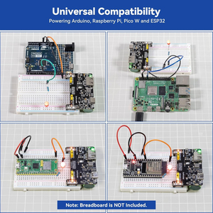 Módulo de fuente de alimentación para protoboard, salida USB de 5V/1.5A y 3.3V/1A, para Arduino, Raspberry Pi, Pico W, ESP32 - Product Image 6