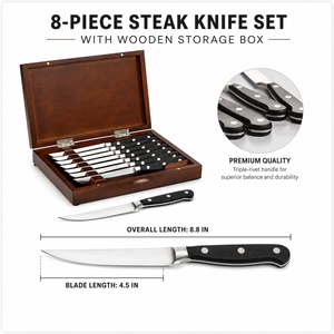 TOALLWIN Ensemble de 8 <span class=keywords><strong>couteaux</strong></span> à steak en acier inoxydable 3Cr13 avec lame dentelée et manche en ABS pour restaurant et cuisine - Product Image 4
