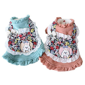 Adorabile Abito a Gonna con Stampa Floreale e Coniglietto <span class=keywords><strong>per</strong></span> Cani, <span class=keywords><strong>per</strong></span> Autunno e Inverno - Product Image 3