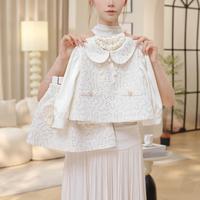 Ensemble trois pièces pour filles, style automne, en tweed français, avec nœud à paillettes, gilet sans manches, haut à manches longues et jupe pour enfants