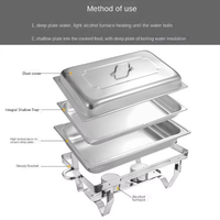 Réchaud de buffet rectangulaire professionnel en acier inoxydable 410 de qualité alimentaire, 9 L, alimenté au combustible, équipement de maintien au chaud des aliments