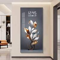 Modern LED Light Painting Living Room Decoration with LCD Display Clock Advanced Decorative Painting