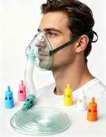 Masque à oxygène jetable réglable Venturi, masque facial médical en PVC avec diluteurs de couleur et tube à oxygène