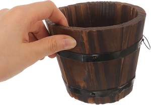 Jardinières de baril <span class=keywords><strong>en</strong></span> <span class=keywords><strong>bois</strong></span> rustiques 4 pièces petit <span class=keywords><strong>Mini</strong></span> seau à whisky Pots de fleurs avec poignées pour jardin extérieur décor intérieur - Product Image 3