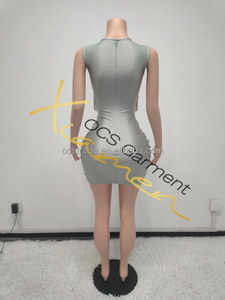 MF ชุดเดรสสำหรับงานเต้นรำสุดเซ็กซี่ผ้าโพลีเอสเตอร์ผ้าตาข่ายโปร่งแสงประดับพลอยเทียมมีพู่สีเงิน - Product Image 4