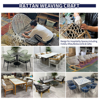 Ensemble de meubles de jardin modernes en rotin pour villa : table et chaises, table à thé, mobilier d'extérieur simple et décontracté