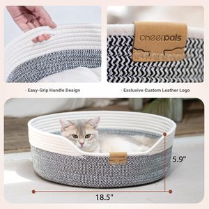 Cestino per Animali Domestici in Corda di Cotone Intrecciata a Mano, Rotondo, di Alta Qualità al Miglior Prezzo, per il Relax dei Gatti, con Logo Personalizzato - Product Image 6