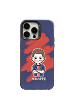 Coque Souple Transparente en TPU Motif Dessin Animé Football Star Bleu Rouge, Housse de Téléphone Tendance Antichoc pour iPhone 17 16 15 14 13 Pro Max