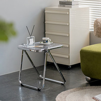 Table d'appoint moderne en acrylique transparent Table de chevet ou table basse pliable pour chambre ou salon